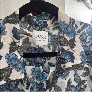 Misa Los Angeles Blue and Green Floral Top